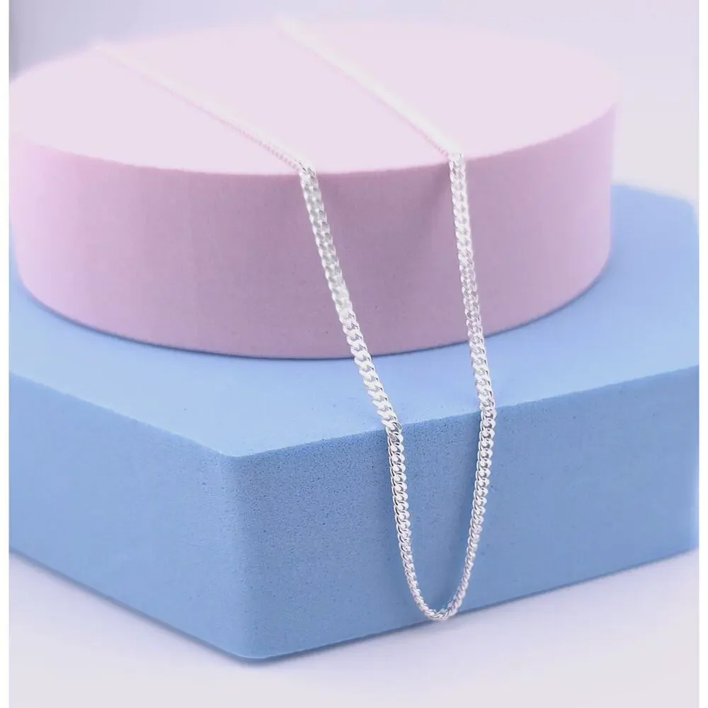 NWT Fashion Women's Unisex 925 Sterling Silver Curb Chains 2MM - Picture 2 of 4